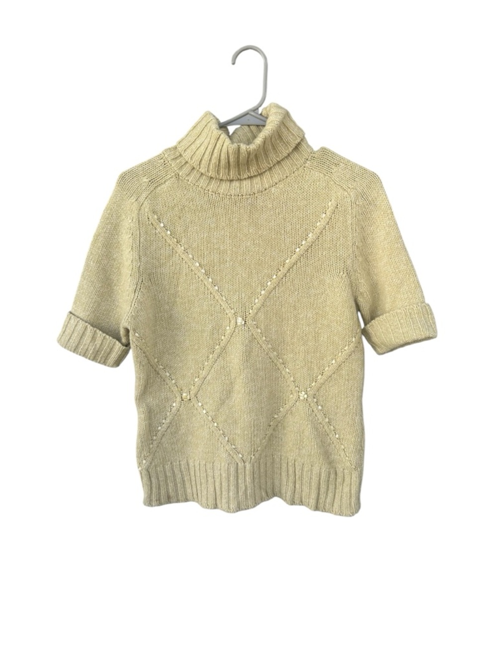 Escada Cashmere Wool Blend Short Sleeve Turtleneck Sweater - Size 36 - Green - Picture 2 of 13